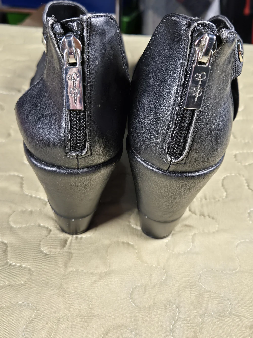 Jessica Simpson Black Faux Leather Strappy Wedges Wedge Platform Sandals - Black